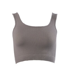 FOXED® "OPHELIA" RIBBED SEAMLESS TANK TOP DARK TAUPE XS