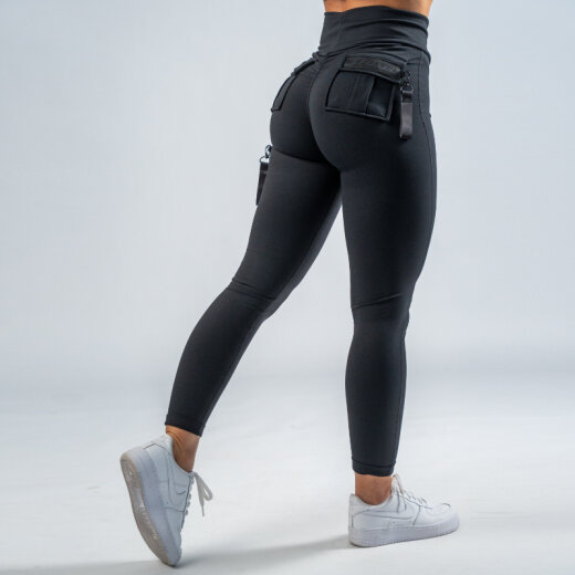 FOXED CARGO 3 POCKET LEGGINGS ALL BLACK