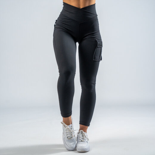 FOXED CARGO 3 POCKET LEGGINGS ALL BLACK