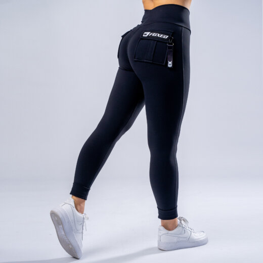 FOXED® CARGO 3-POCKET LEGGINGS BLACK/WHITE S