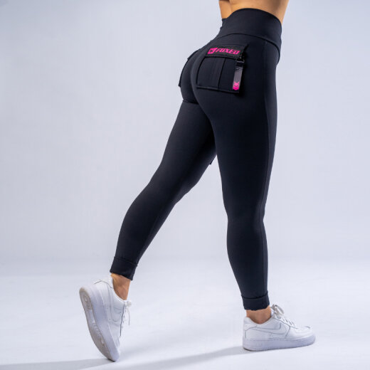 FOXED® CARGO 3-POCKET LEGGINGS BLACK/PINK L